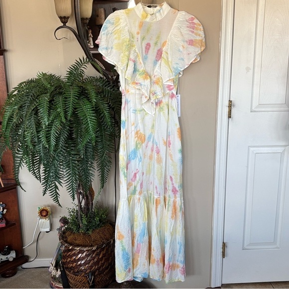 Young Fabulous & Broke Dresses & Skirts - Brand New Young Fabulous & Broke Tie Dye Ruffle Tiered Open Back Cruz Maxi Dress